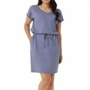 32° Degrees Cool Soft Lux Dress Heather Ash Blue Size Large Pockets Athleisure